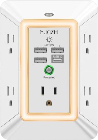 Cargador de pared regleta de alimentación con luz nocturna